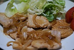 Varkensvlees met reepjes gember