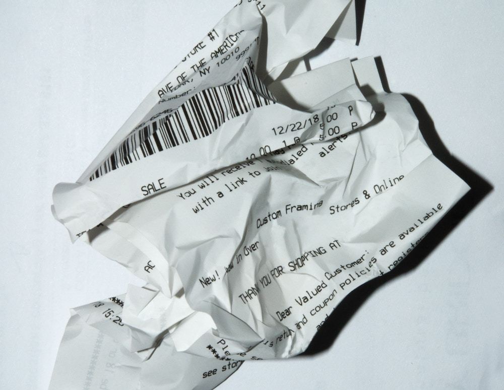 Crumpled receipt