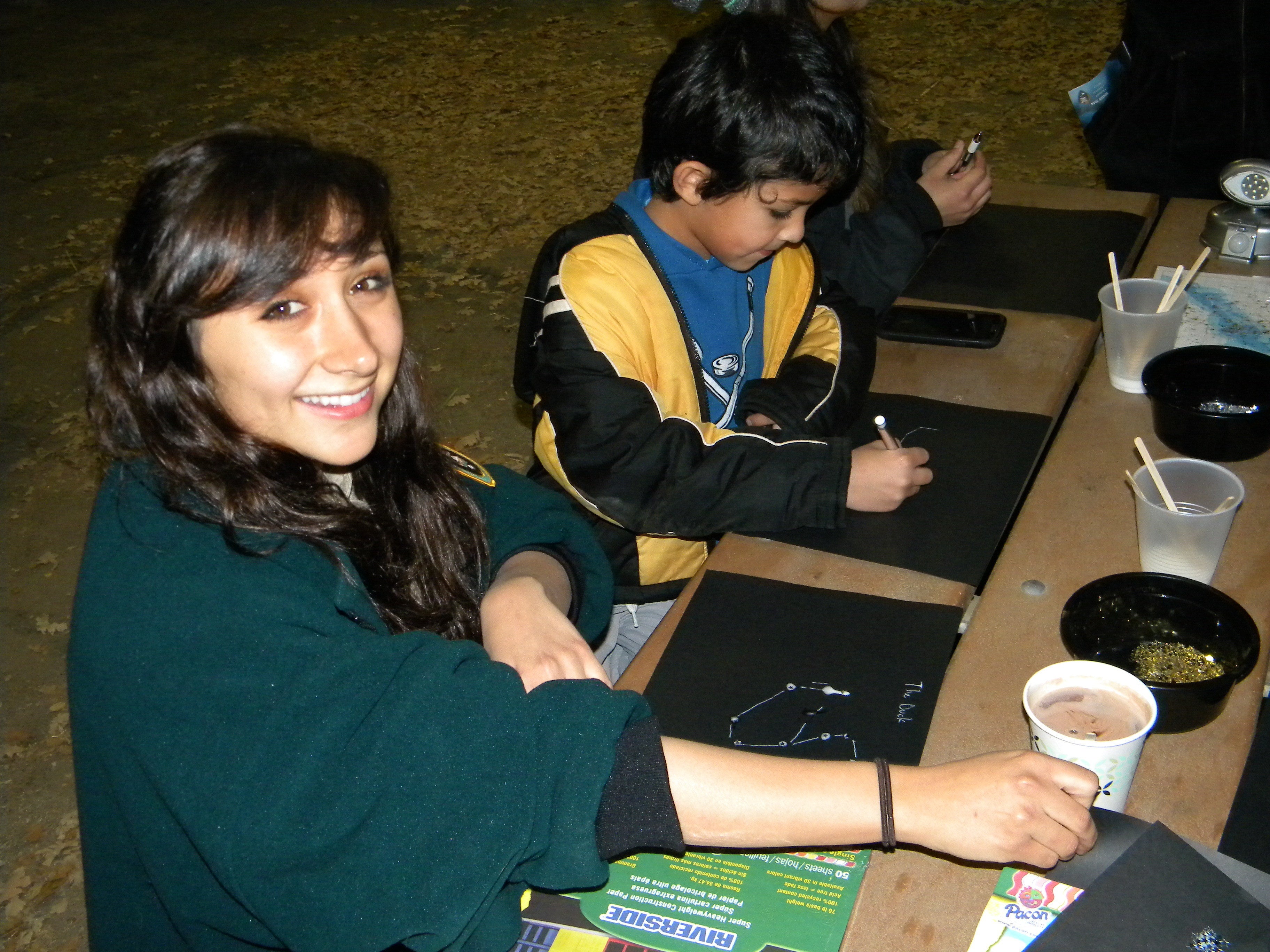 Woman volunteering with children